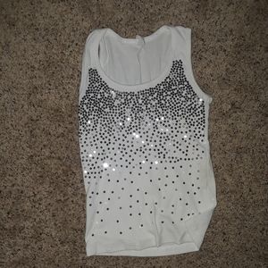 Silver and white sequin tank top